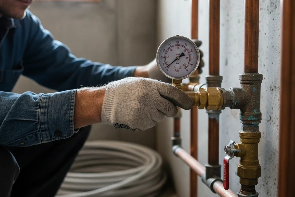 Pressure testing a repaired line during Water Line Repair in Cassopolis